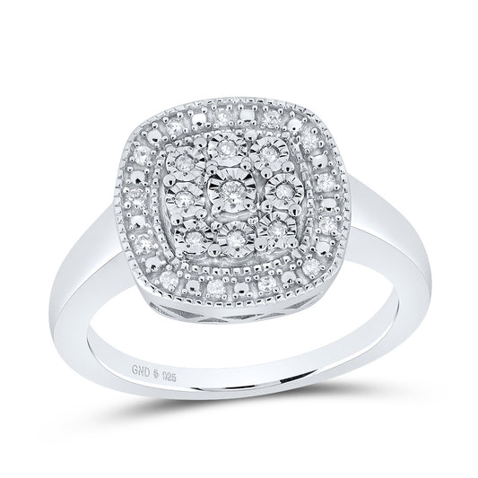 Sterling Silver 1/10 Cttw Natural Diamond Cushion Wedding Engagement Anniversary Ring, Women Size: 5-9