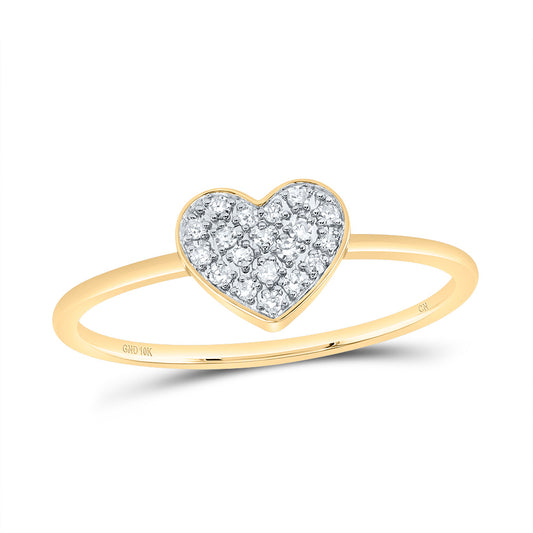 10kt Yellow Gold 1/10 Cttw Natural Diamond Heart Wedding Engagement Anniversary Ring, Women Size: 5-9