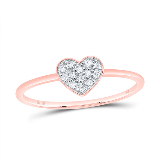 10kt Rose Gold 1/12 Cttw Natural Diamond Heart Wedding Engagement Anniversary Ring, Women Size: 5-9