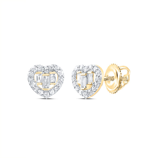 10kt Yellow Or White Gold Natural Diamond Heart Earring
