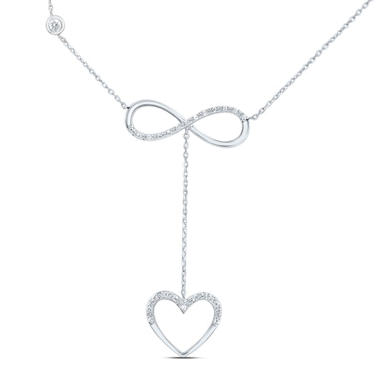 10kt White Gold 1/10 Cttw Natural Diamond Heart Necklace, Length: 18 Inch