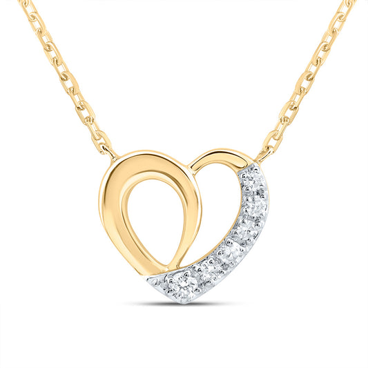 10kt Yellow Gold 1/20 Cttw Natural Diamond Heart Necklace, Length: 18 Inch
