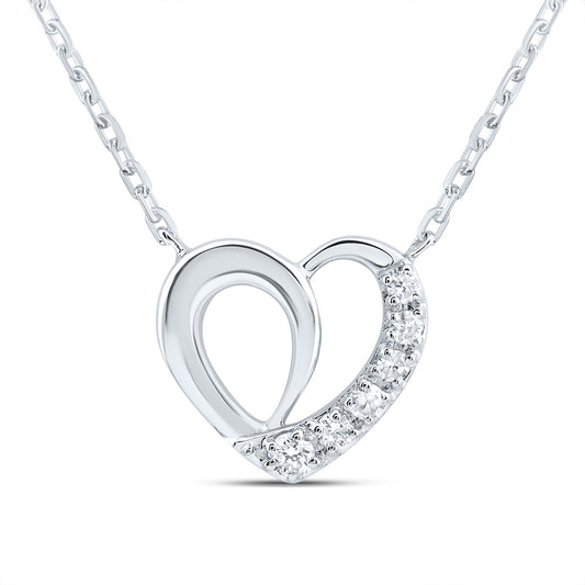 10kt White Gold 1/20 Cttw Natural Diamond Heart Necklace, Length: 18 Inch
