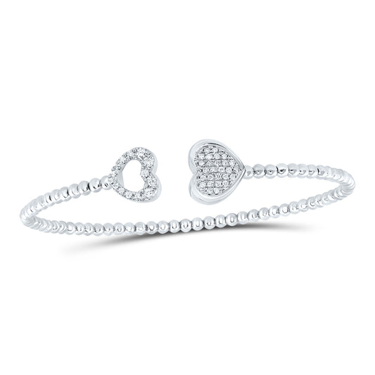 14K Yellow Or White Gold 1/3Cttw Natural Diamond Cn Fashion Heart Bangle (65X52 Mm)