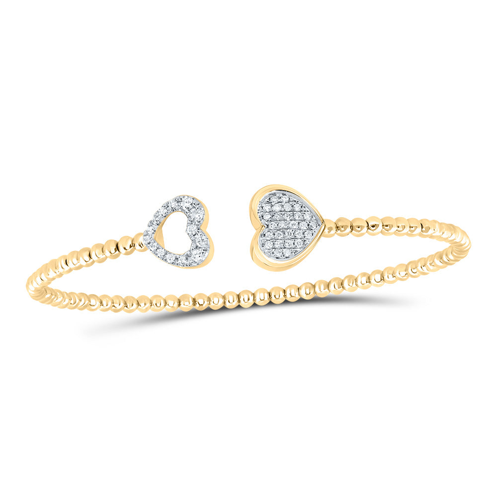 14K Yellow Or White Gold 1/3Cttw Natural Diamond Cn Fashion Heart Bangle (65X52 Mm)