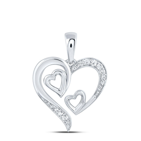 Sterling Silver 1/12 Cttw Natural Diamond Heart Pendant