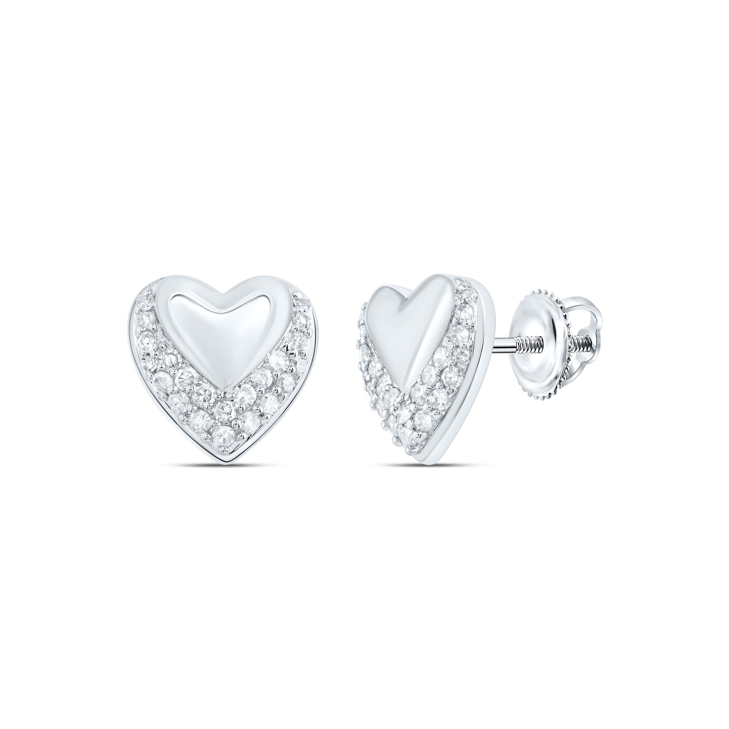 10kt White Gold 1/4 Cttw Natural Diamond Heart Stud Earring