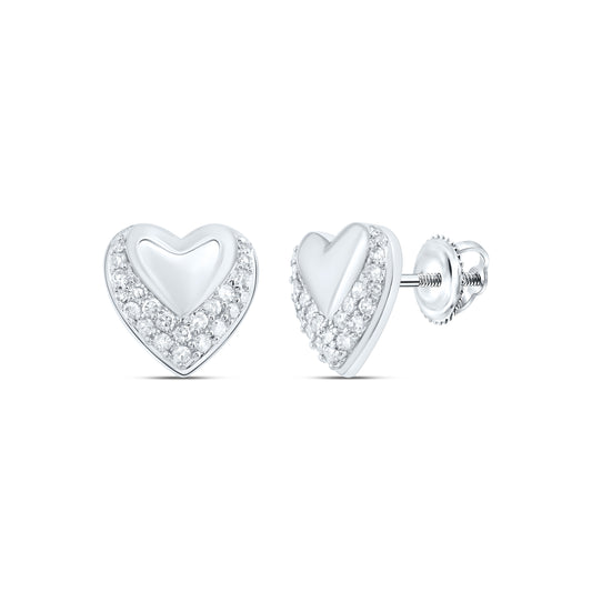 10kt White Gold 1/4 Cttw Natural Diamond Heart Stud Earring