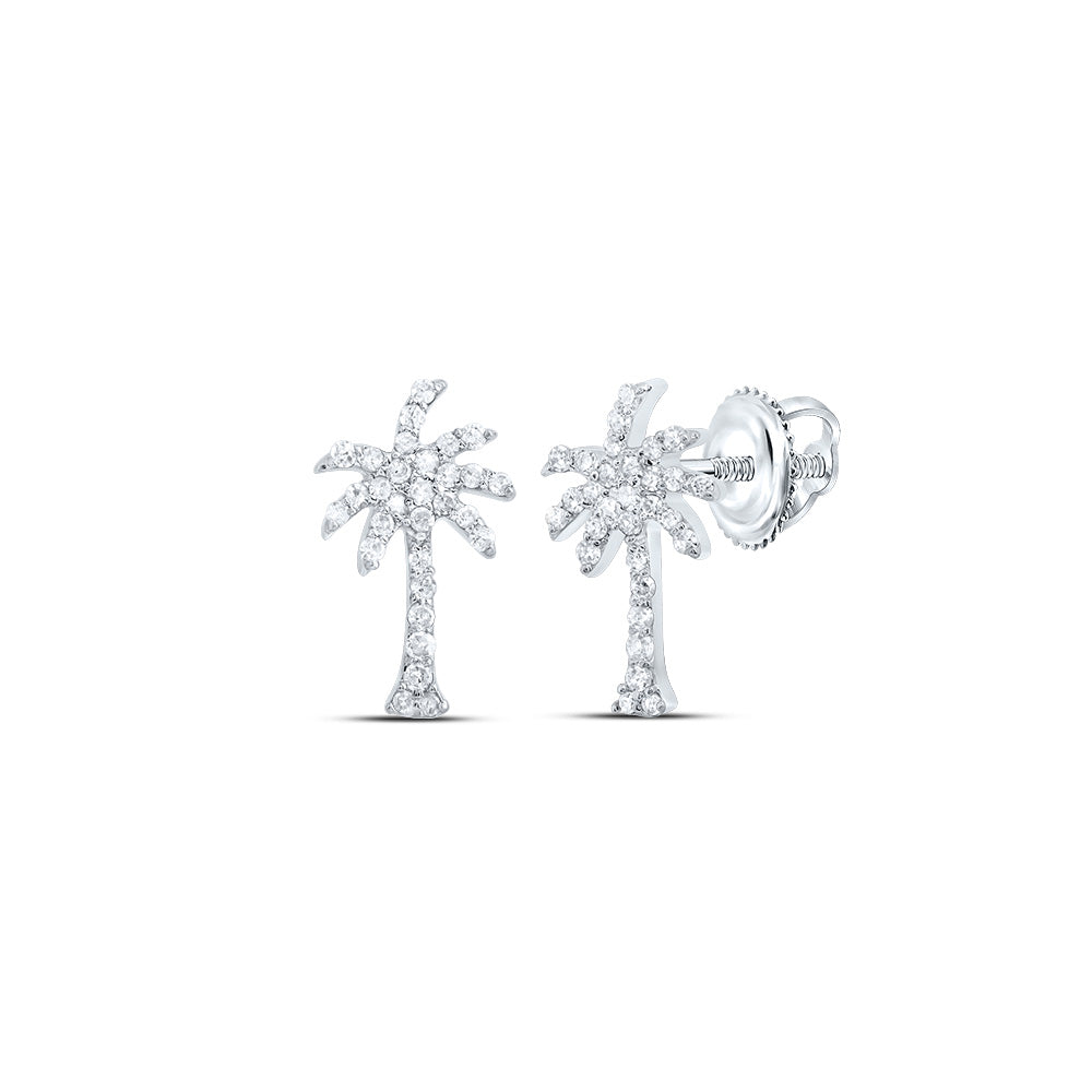 10kt White Gold 1/5 Cttw Natural Diamond Tree Stud Earring