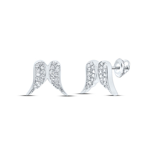 10kt White Gold 1/10 Cttw Natural Diamond Wings Earring