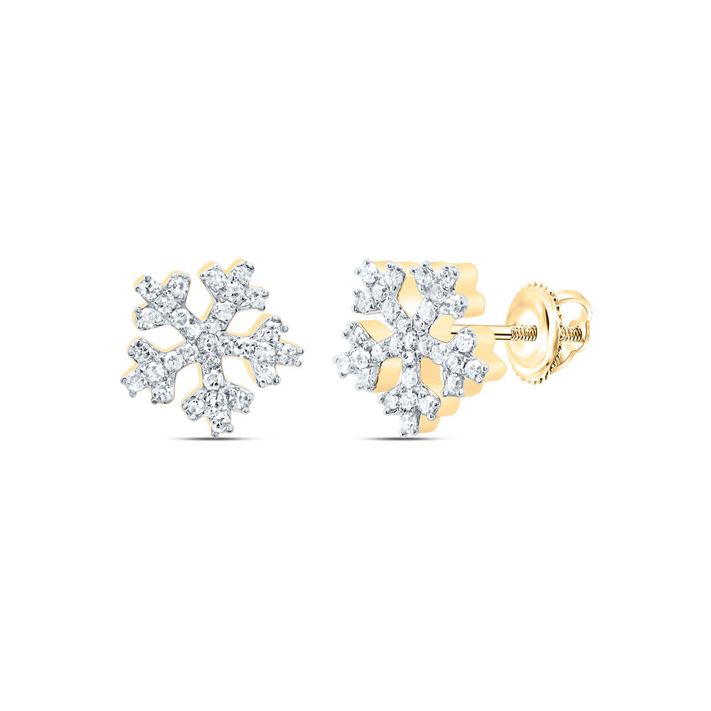 10kt Yellow Gold 1/4 Cttw Natural Diamond Snowflake Earring