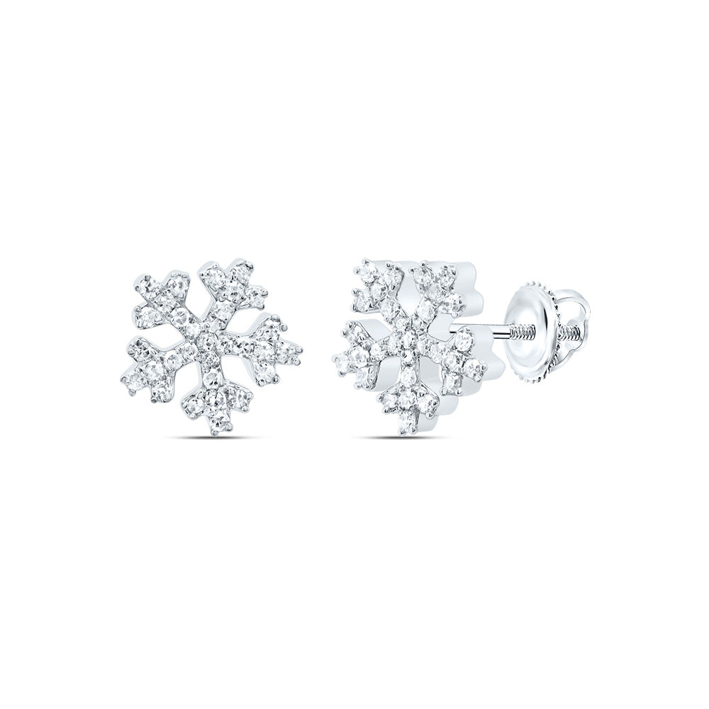10kt White Gold 1/4 Cttw Natural Diamond Snowflake Earring