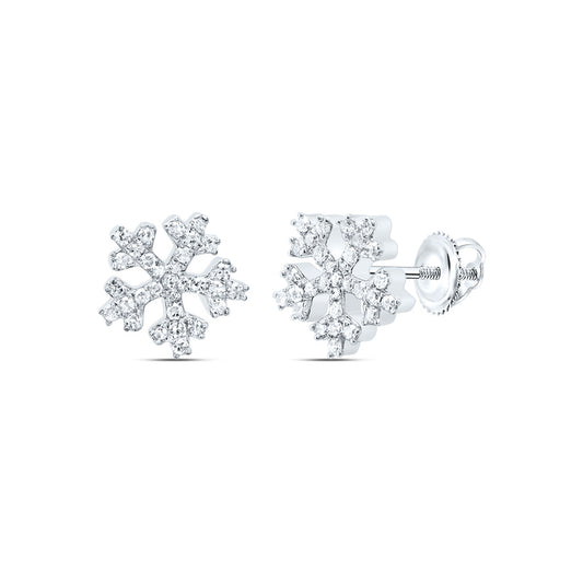 10kt White Gold 1/4 Cttw Natural Diamond Snowflake Earring