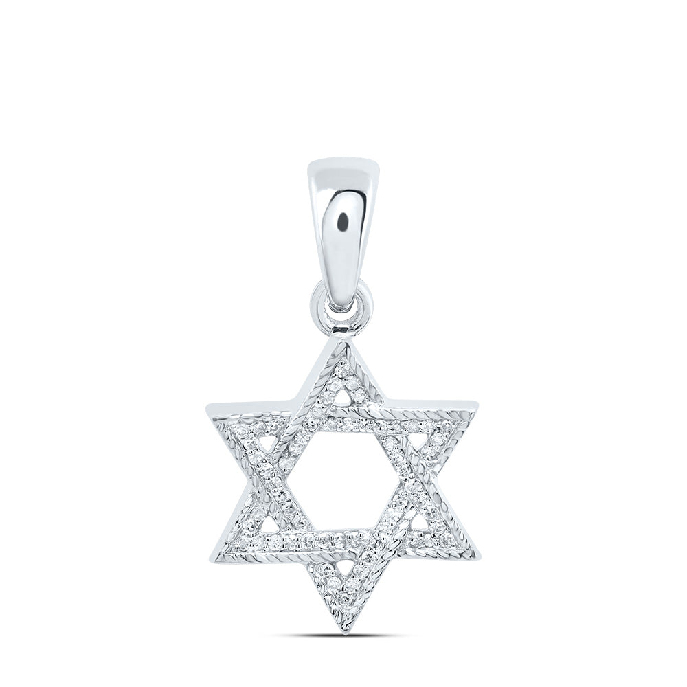 10kt White Gold 1/5 Cttw Natural Diamond Star Pendant