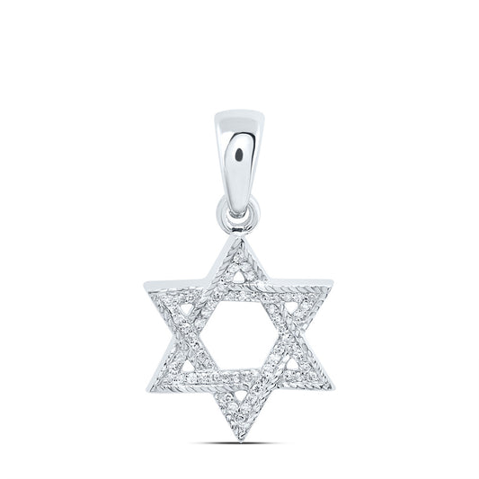 10kt White Gold 1/5 Cttw Natural Diamond Star Pendant