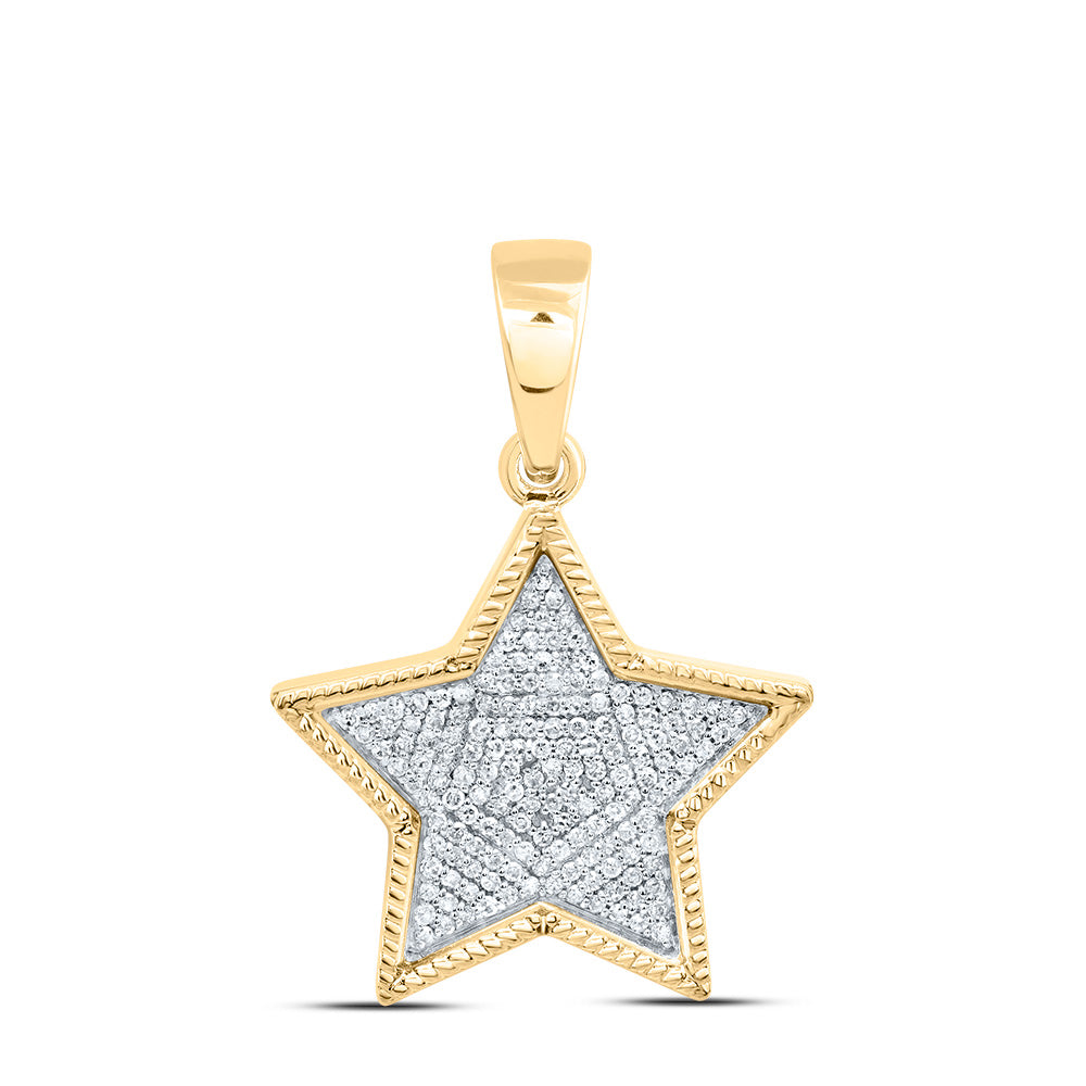 10kt Yellow Gold 3/8 Cttw Natural Diamond Star Pendant