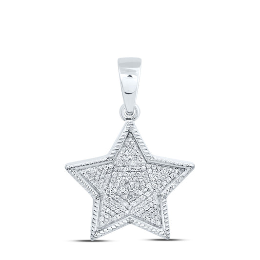 10kt White Gold 3/8 Cttw Natural Diamond Star Pendant