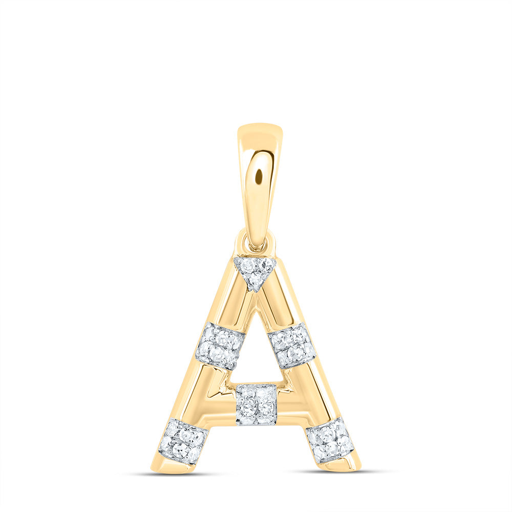 10kt Yellow Gold Natural Diamond Initial Pendant
