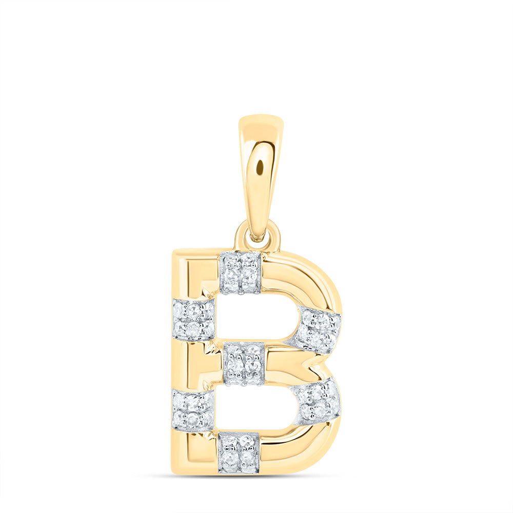 10kt Yellow Gold Natural Diamond Initial Pendant