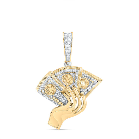 10kt Yellow Gold 3/8 Cttw Natural Diamond Money Mens Charm