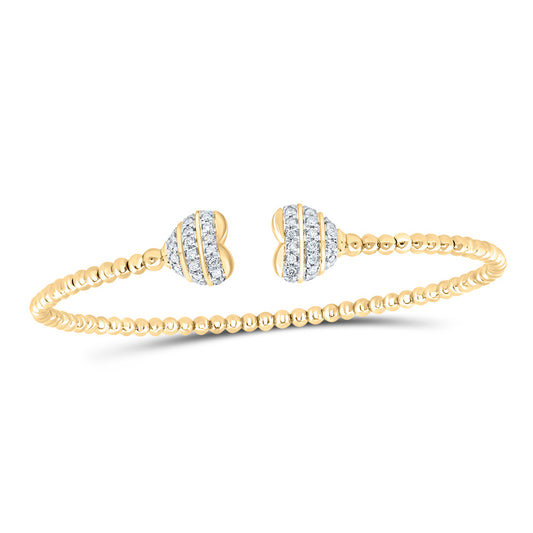 14kt Yellow Gold 1/4 Cttw Natural Diamond Fashion Heart Bangle (65x52 Mm)