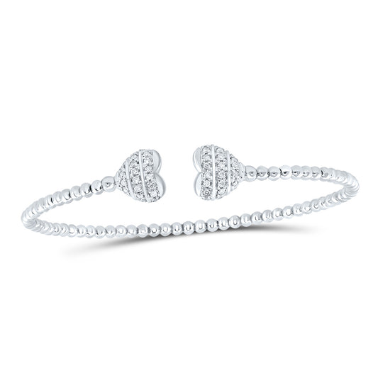 14kt White Gold 1/4 Cttw Natural Diamond Fashion Heart Bangle (65x52 Mm)