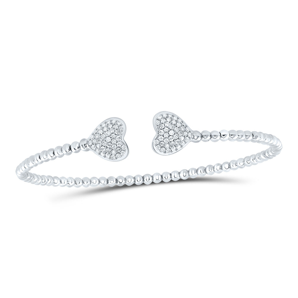 14kt White Gold 1/3 Cttw Natural Diamond Fashion Heart Bangle (65x52 Mm)