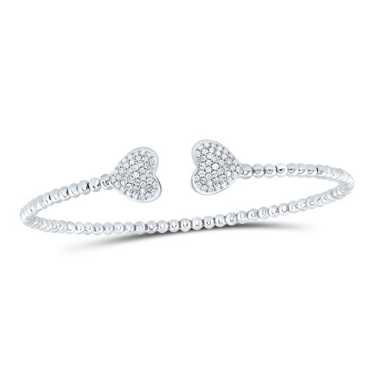 14kt White Gold 1/3 Cttw Natural Diamond Fashion Heart Bangle (65x52 Mm)