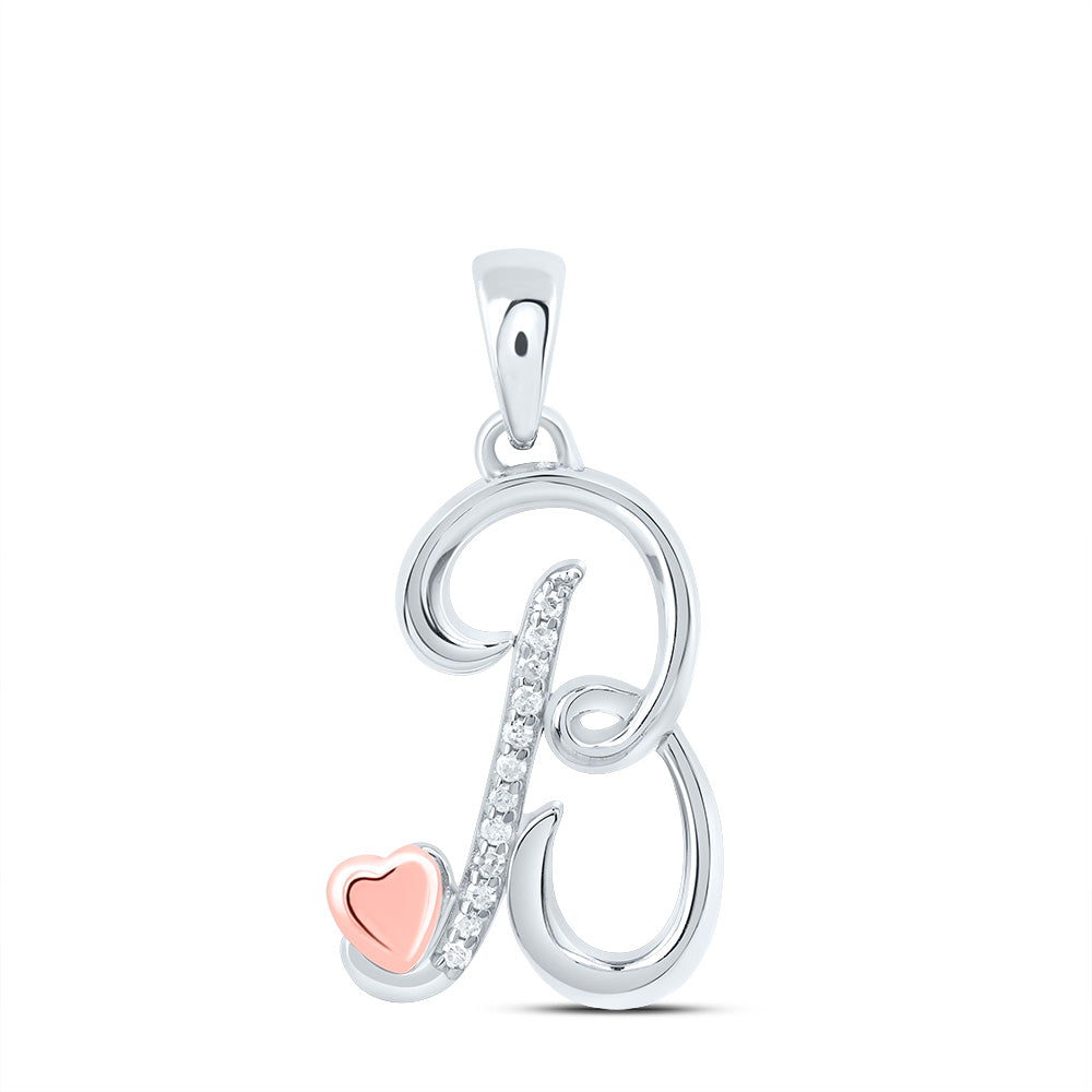 Sterling Silver Natural Diamond Initial Pendant
