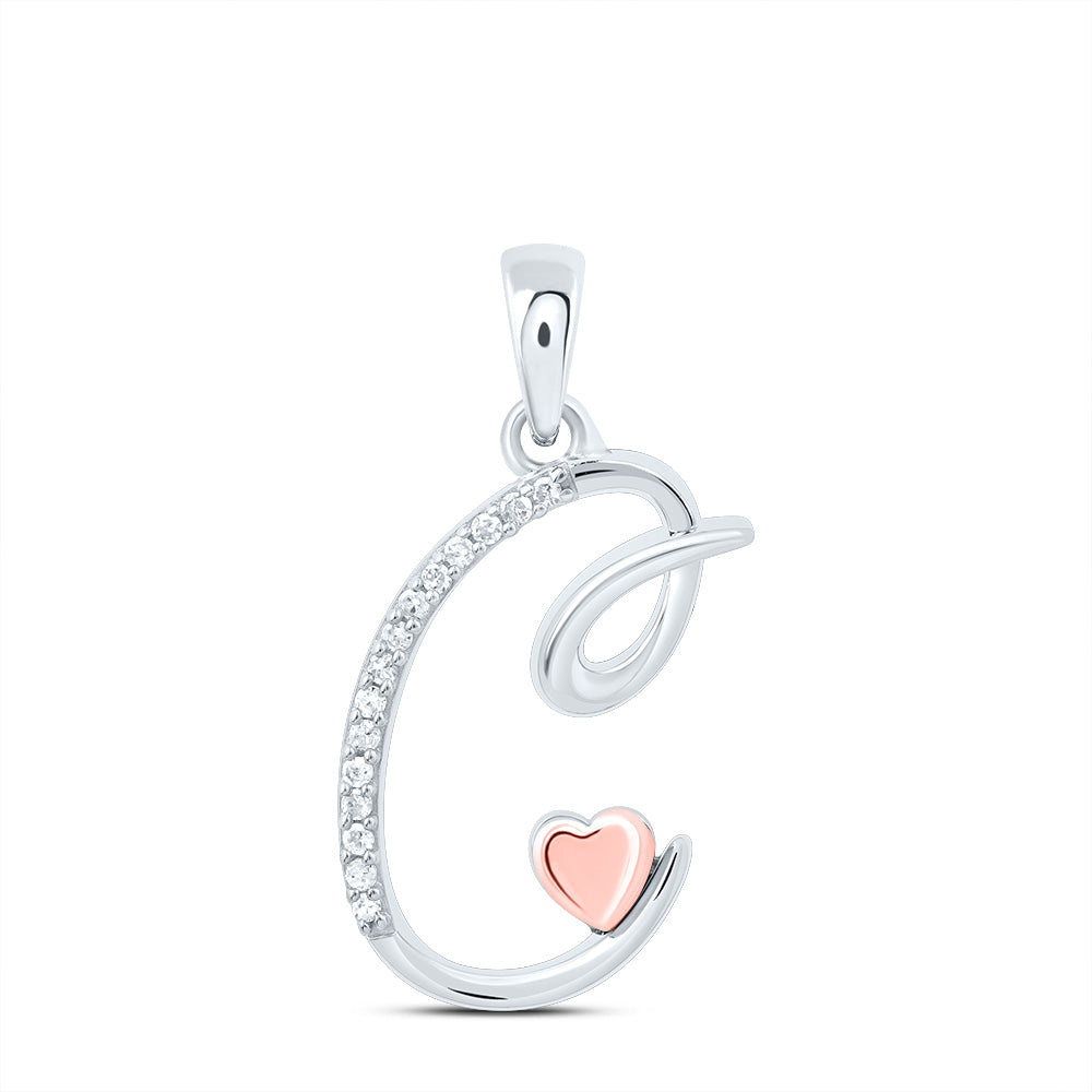 Sterling Silver Natural Diamond Initial Pendant