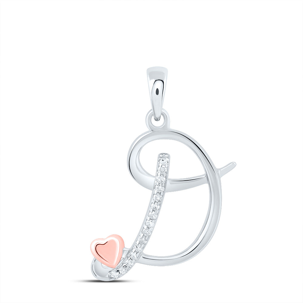 Sterling Silver Natural Diamond Initial Pendant