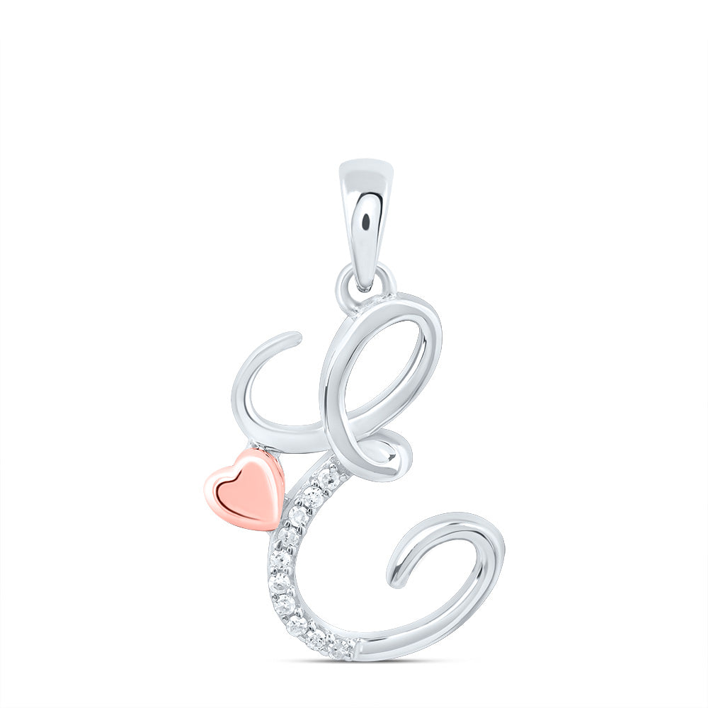 Sterling Silver Natural Diamond Initial Pendant
