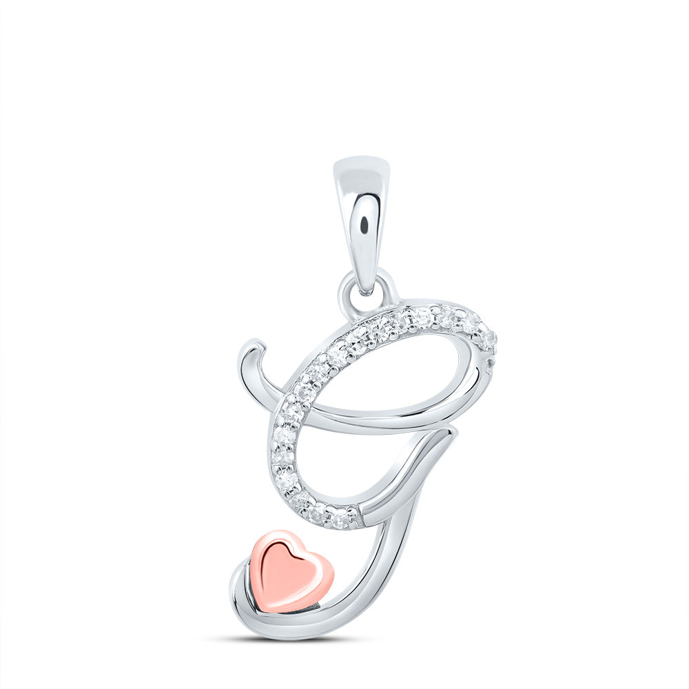 Sterling Silver Natural Diamond Initial Pendant
