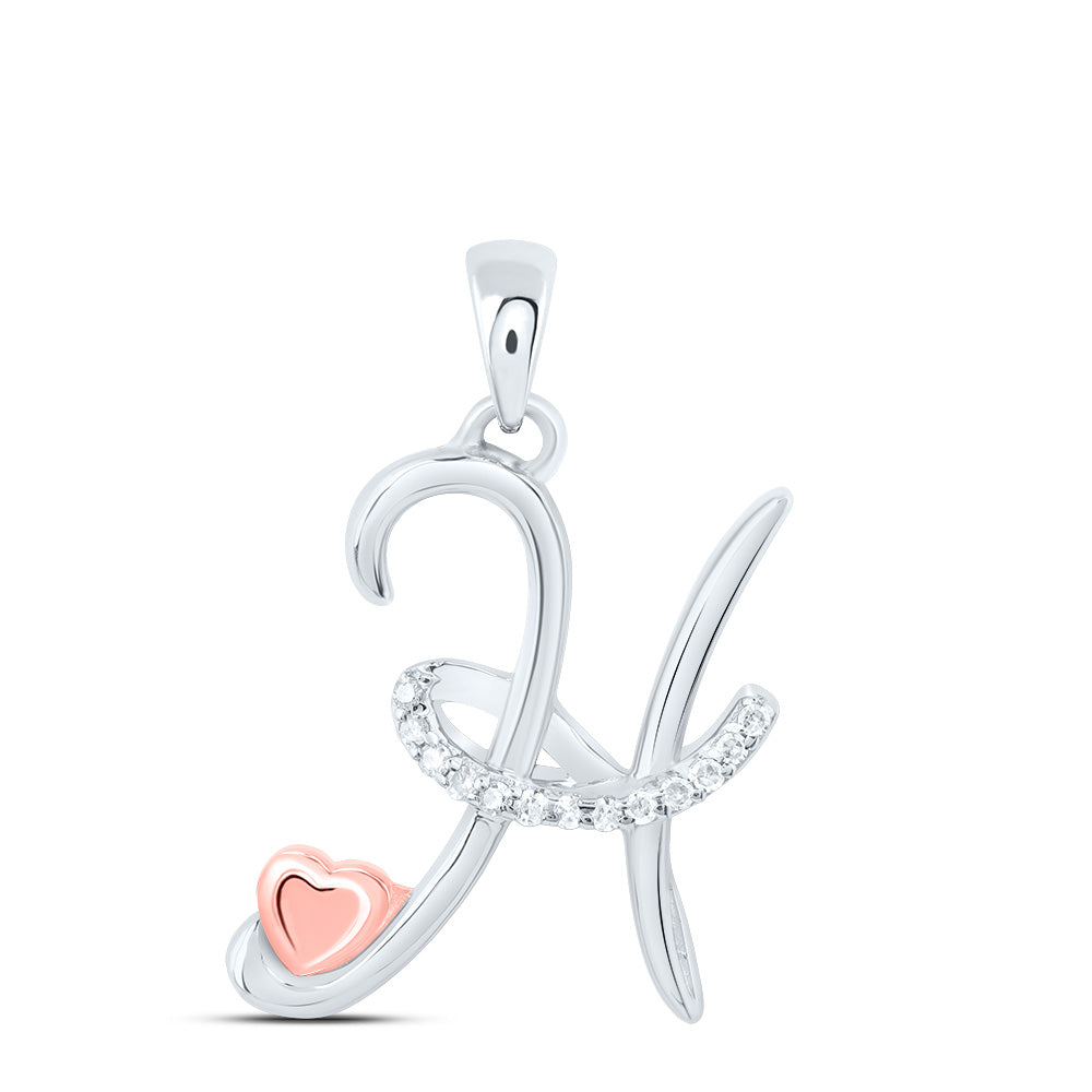 Sterling Silver Natural Diamond Initial Pendant