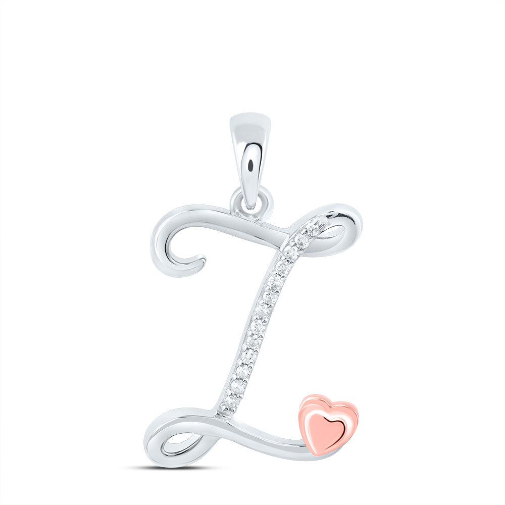 Sterling Silver Natural Diamond Initial Pendant