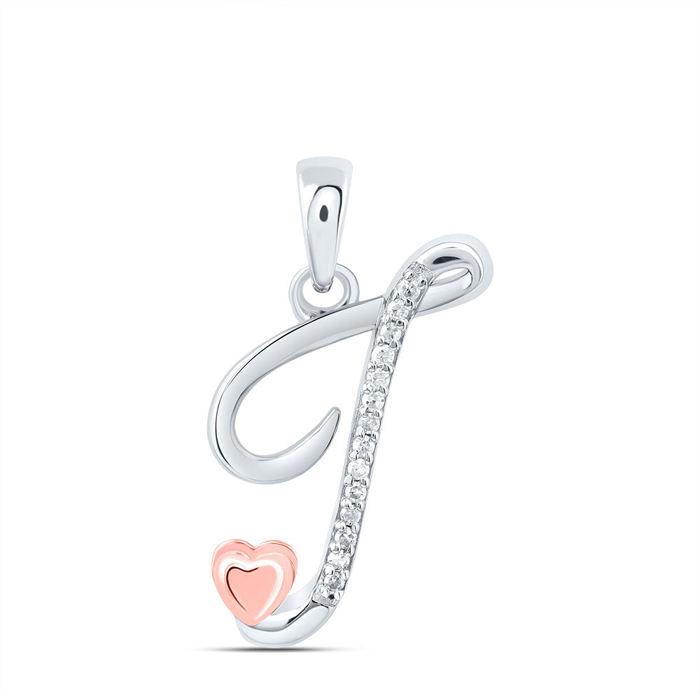 Sterling Silver Natural Diamond Initial Pendant
