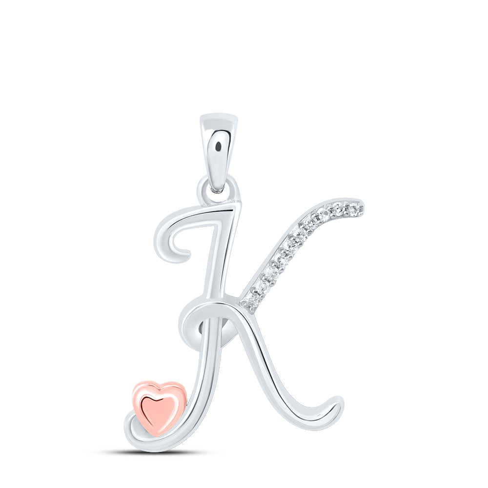 Sterling Silver Natural Diamond Initial Pendant