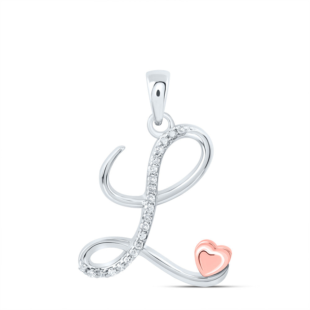 Sterling Silver Natural Diamond Initial Pendant