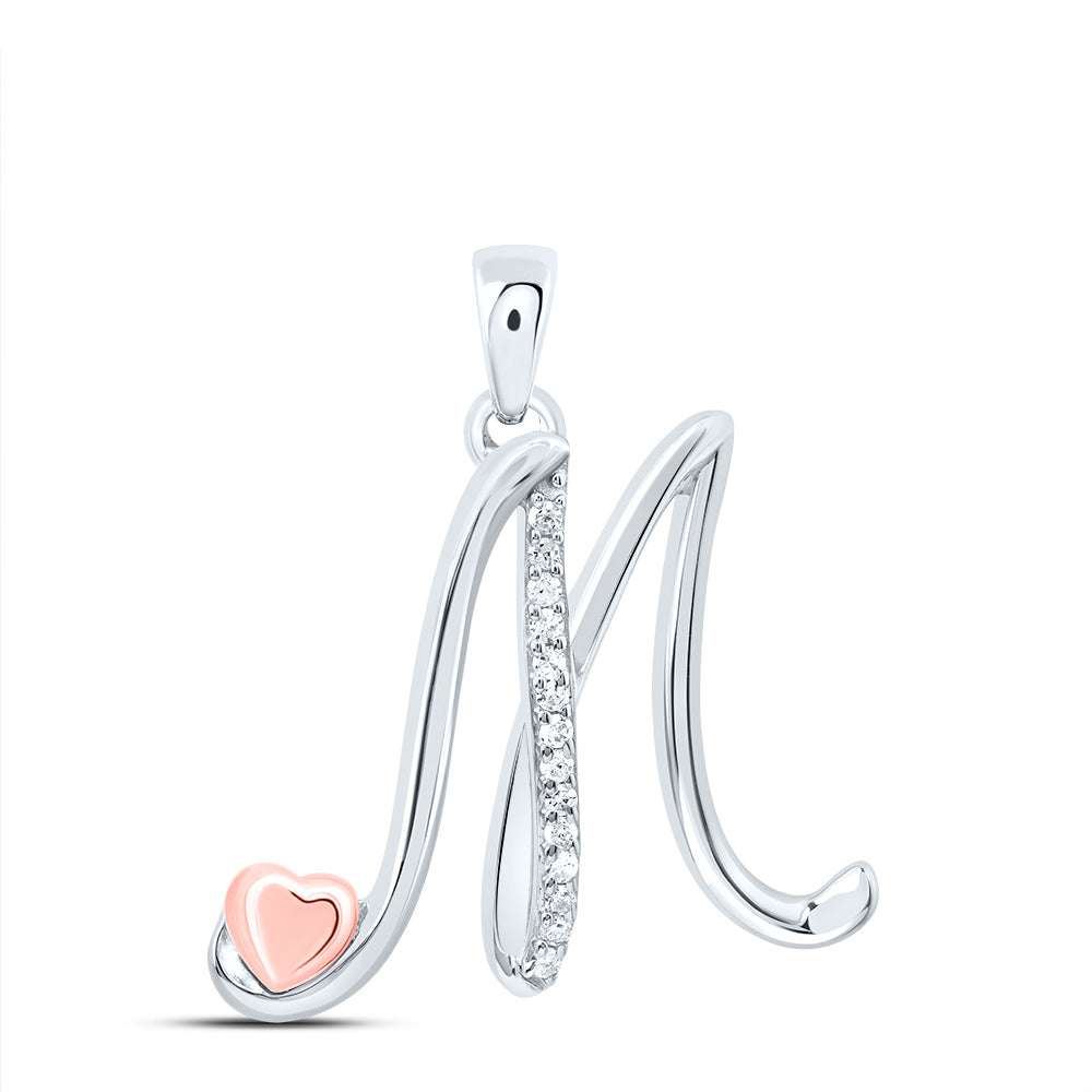 Sterling Silver Natural Diamond Initial Pendant