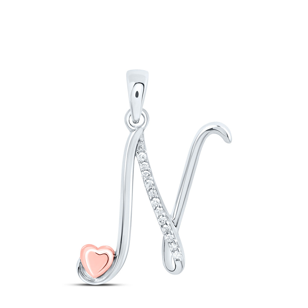 Sterling Silver Natural Diamond Initial Pendant