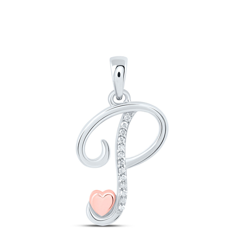 Sterling Silver Natural Diamond Initial Pendant