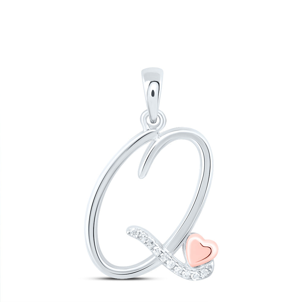 Sterling Silver Natural Diamond Initial Pendant