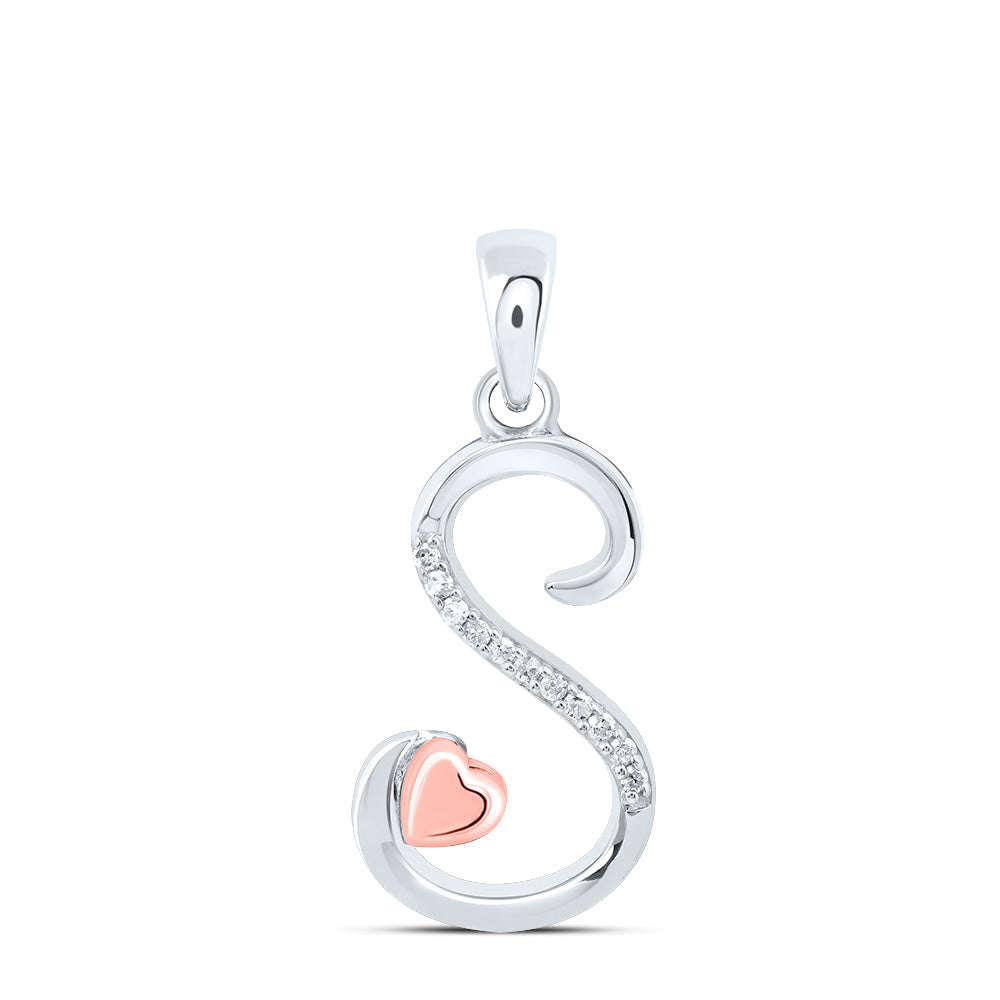 Sterling Silver Natural Diamond Initial Pendant