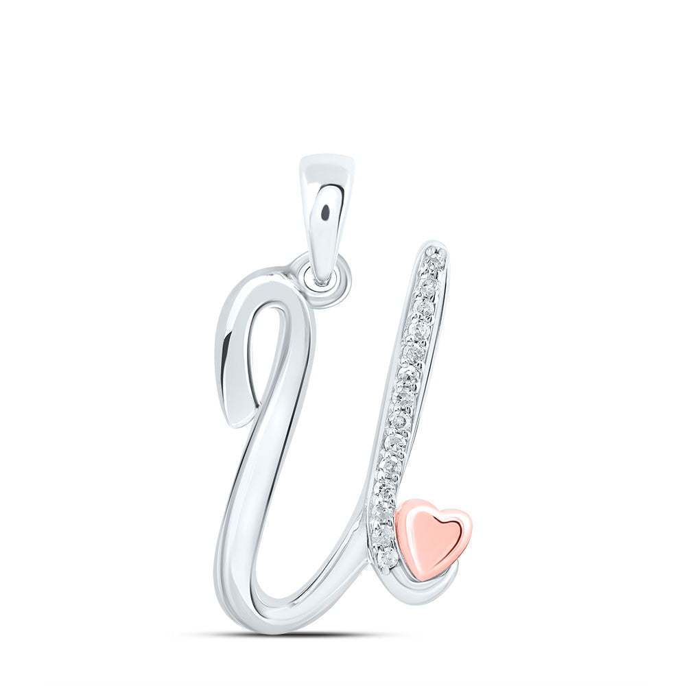 Sterling Silver Natural Diamond Initial Pendant