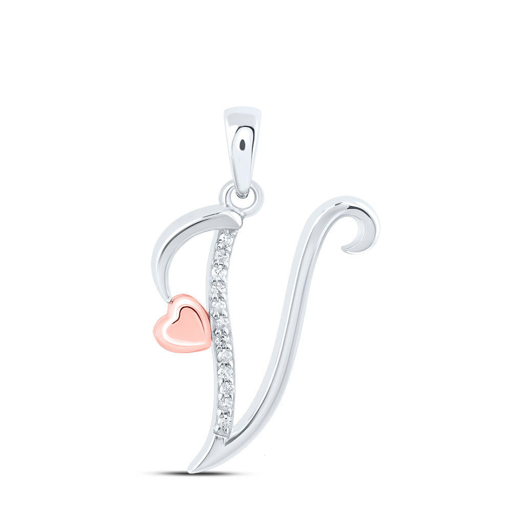 Sterling Silver Natural Diamond Initial Pendant