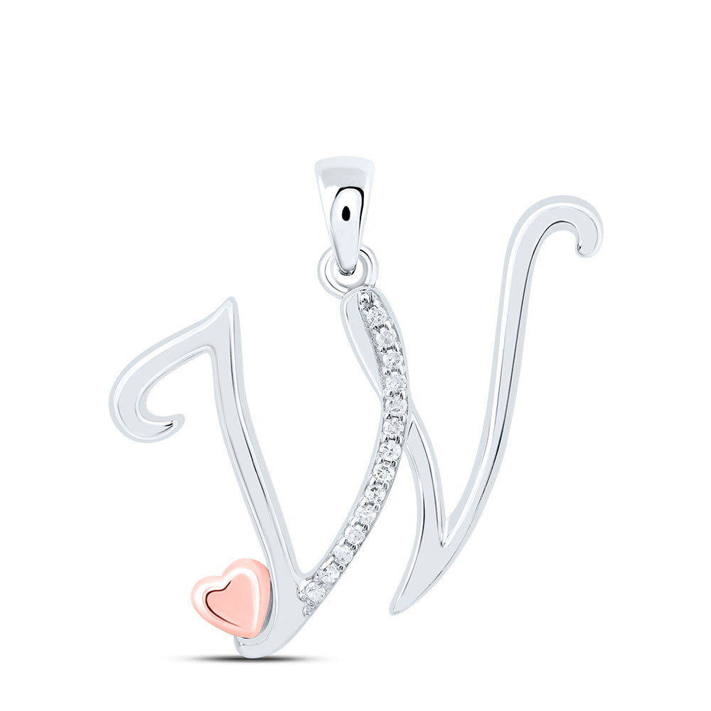 Sterling Silver Natural Diamond Initial Pendant