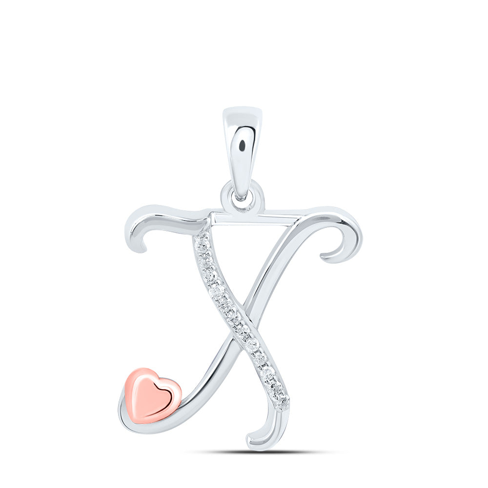 Sterling Silver Natural Diamond Initial Pendant