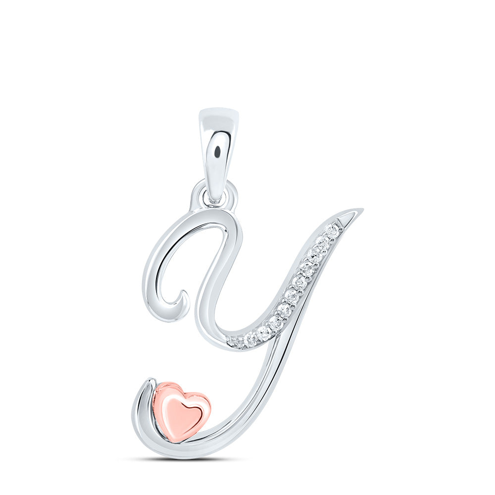 Sterling Silver Natural Diamond Initial Pendant