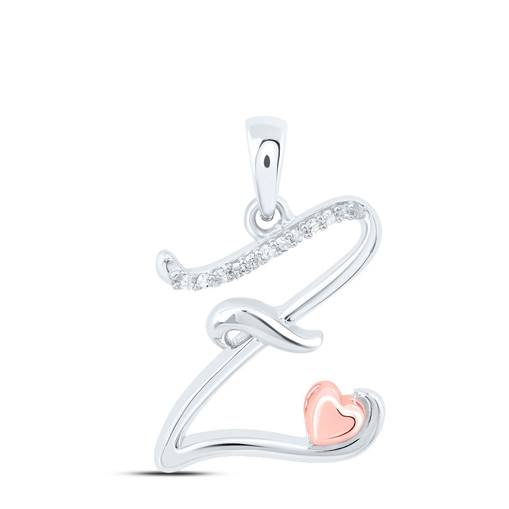 Sterling Silver Natural Diamond Initial Pendant