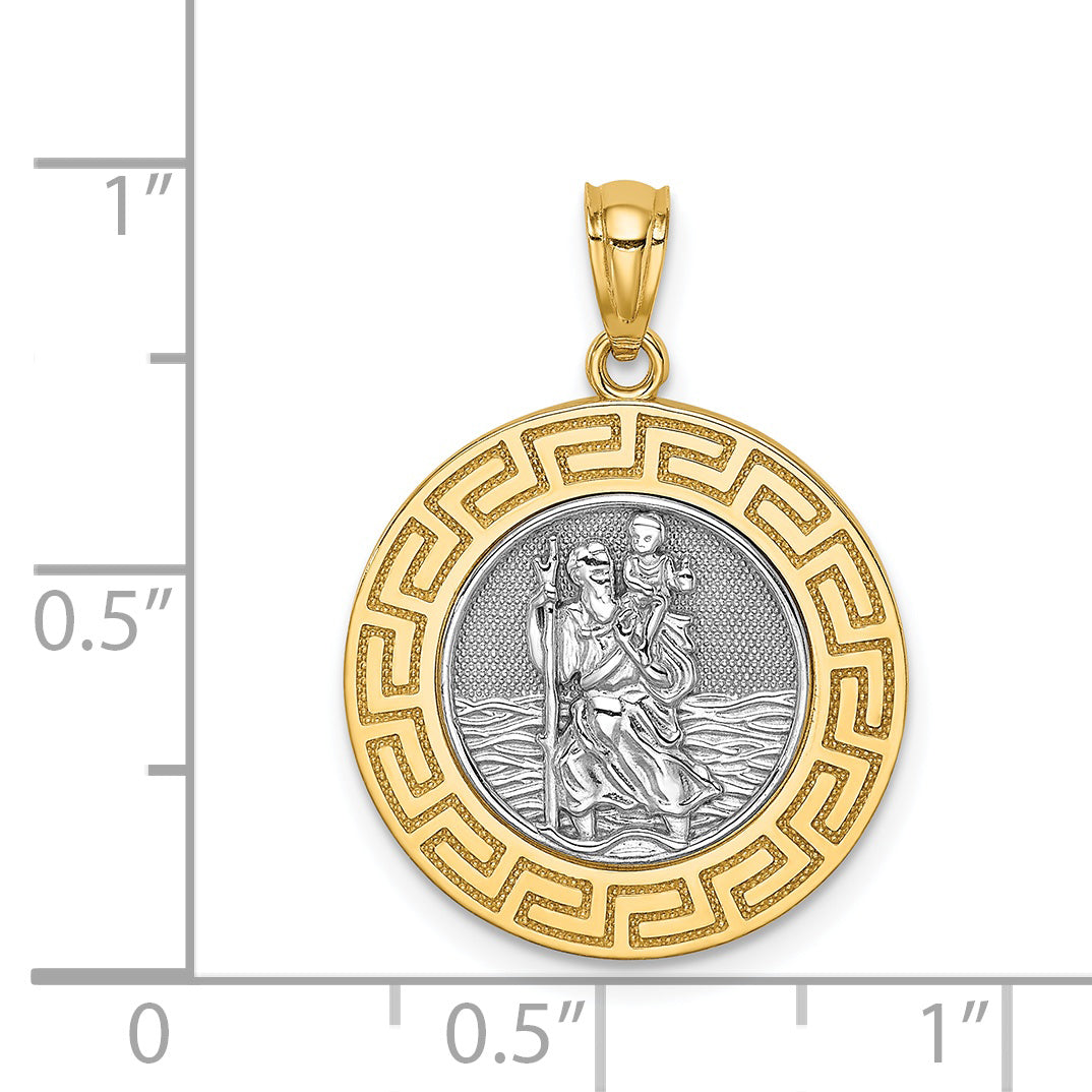 14k Yellow Gold and Rhodium St. Christopher Medal